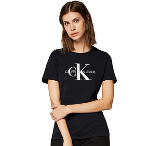 CK Ladies T Shirt/Logo Print/Black/S