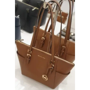 MK Top Zip Tote Bag/Drawstring Logo/Brown