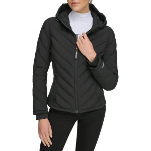 Calvin Klein Packable Chevron Quilt Scuba Puffer Jacket Black