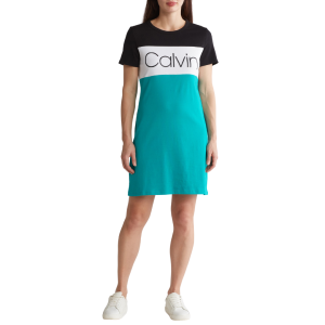 Calvin Klein Colorblock Logo T-Shirt Dress -Jungle