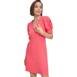 Tommy Hilfiger Blossom Floral Puff Sleeve Jacquard Shift Dress - Image 4