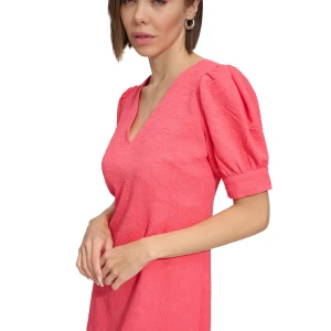 Tommy Hilfiger Blossom Floral Puff Sleeve Jacquard Shift Dress - Image 3