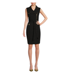 CALVIN KLEIN Belted Notch Collar Sheath Mini Dress