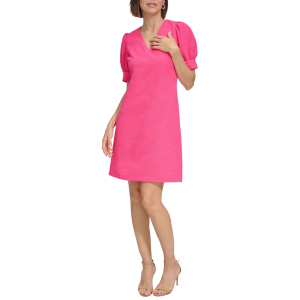 Tommy Hilfiger Blossom Floral Puff Sleeve Jacquard Shift Dress - Image 3