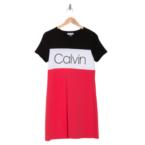 Alternative view of Calvin Klein Colorblock Logo T-Shirt Dress -Watermelon