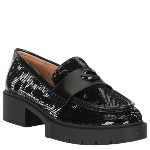 COACH Leah Sequin Lug Sole Block Heel Loafers