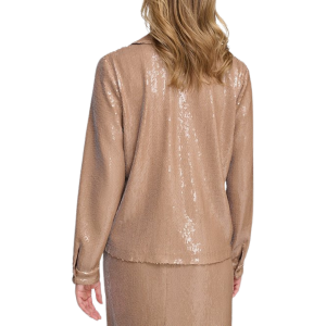 Calvin Klein        Sequin Collared V-Neck Long Sleeve Blouse - Image 3