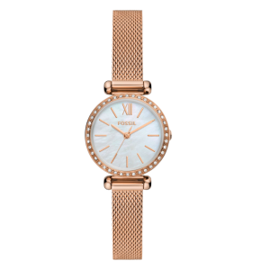 Fossil Tillie Mini Three-Hand, Rose Gold-Tone  Mesh Watch