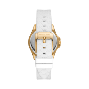 MICHAEL KORS Mini Pilot Pavé Gold-Tone and Logo Silicone Watch - Image 3
