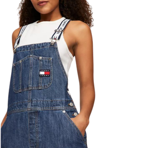 TOMMY JEANS LOGO TAPE DENIM OVERALL DRESS - Image 4