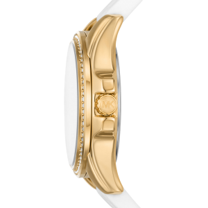 MICHAEL KORS Mini Pilot Pavé Gold-Tone and Logo Silicone Watch - Image 2