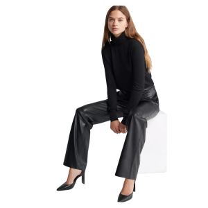 Calvin Klein Faux Leather Flared Pants - Image 3