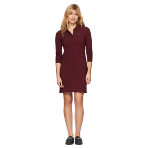 TOMMY HILFIGER SLIM FIT LONG-SLEEVE POLO DRESS
