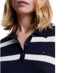 TOMMY HILFIGER WOOL STRIPE POLO SWEATER DRESS - Image 4