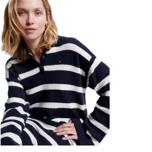 TOMMY HILFIGER WOOL STRIPE POLO SWEATER DRESS - Image 3