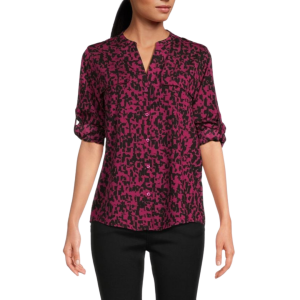 CALVIN KLEIN Abstract Print Mandarin Collar Shirt