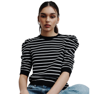 DKNY CREW NECK STRIPE TOP
