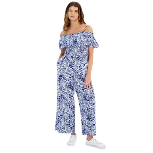 TOMMY HILFIGER Floral-Print Off-the-Shoulder Jumpsuit