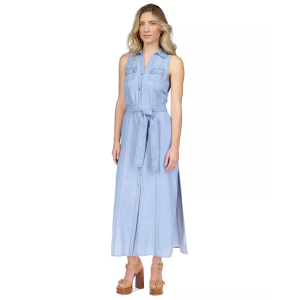 MICHAEL KORS Women's Sleeveless Maxi Shirtdress, Regular & Petite