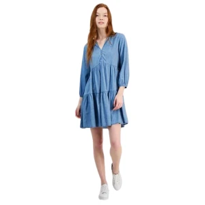 TOMMY HILFIGER Split-Neck Tiered Mini Dress