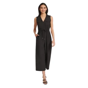 CALVIN KLEIN Collared V-Neck Straight-Leg Jumpsuit