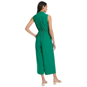 Alternative view of CALVIN KLEIN Collared V-Neck Straight-Leg Jumpsuit