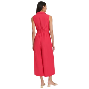 Alternative view of CALVIN KLEIN Collared V-Neck Straight-Leg Jumpsuit