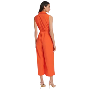 Alternative view of CALVIN KLEIN Collared V-Neck Straight-Leg Jumpsuit