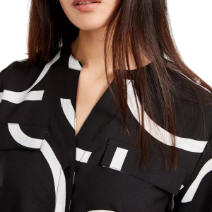 CALVIN KLEIN Long Sleeve Logo Button Front Blouse - Image 3