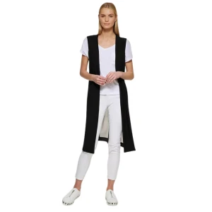 DKNY Chiffon Back Long Vest - Image 3