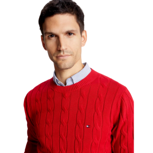 Alternative view of TOMMY HILFIGER         FLAG LOGO CABLE KNIT SWEATER      PRIMARY RED