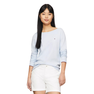 TOMMY HILFIGER       SOLID BOATNECK SWEATER      Breezy Blue