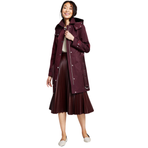 MICHAEL KORS      Women's Hooded Belted Trench Coat      BURGUNDY