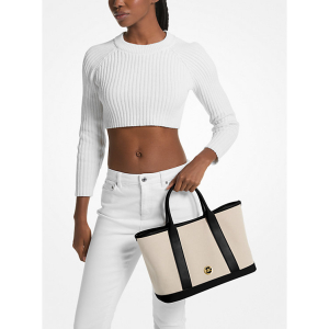 MICHAEL KORS Luisa Medium Cotton Canvas Satchel - Image 4