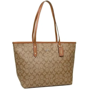 Coach /City tote with magnet Shoulder Bag /Khaki/Saddle