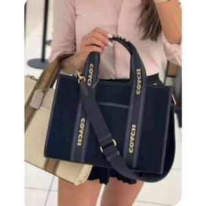 Coach Smith Tote Bag In Regenerative Cotton/denim/Gold.