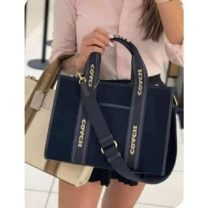 Coach Smith Tote Bag In Regenerative Cotton/denim/Gold.