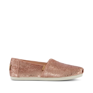 TOMS Womens Alpargata Classic Cafe Creme Metallic Sequins - Copper Glitter - Size 37