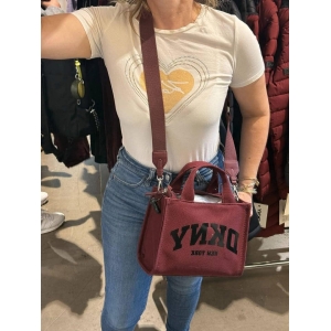 DKNY Small Canvas Tote Bag - Burgundy - Size Small