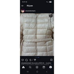 Michael Kors Quilted Puffer Jacket with Faux Fur Hood - Beige - Size small