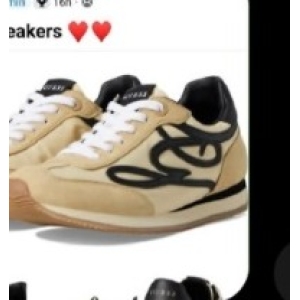 Guess Women's Skroll Logo Appliqued Low-Profile Jogger Sneakers - Beige - Size 7.5 US