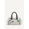 DKNY Mini Duffel Bag with Patches - White with Black Handles