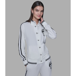 KARL LAGERFELD PARIS CHOUPETTE PATCH TRACK JACKET - White - Size Medium