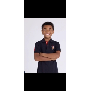 US Polo Assn Boy's Multi-Color Logo Pique Polo Shirt - Black - Size M 8 years