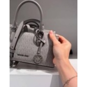 Michael Kors Structured Top Handle Satchel Bag - Light Gray