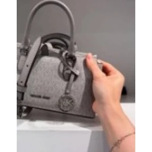 Michael Kors Structured Top Handle Satchel Bag - Light Gray