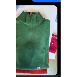 Tommy Hilfiger Men's Quarter-Zip Fleece Sweater - Green - Size XL