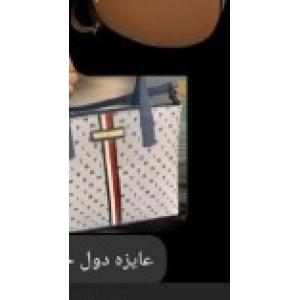 Tommy Hilfiger Mini Tote Bag - White with Navy Trim and Red Stripe