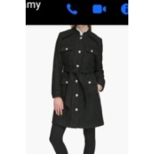 Karl Lagerfeld Paris Belted Wool Blend Coat - Dark Gray - Size Large