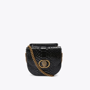 Kurt Geiger Chelsea Saddle Bag Black Snake Print - Black